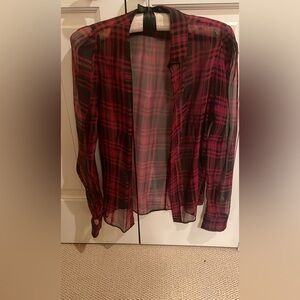 Ralph Lauren Rugby Women’s Red Plaid Silk Top size 8